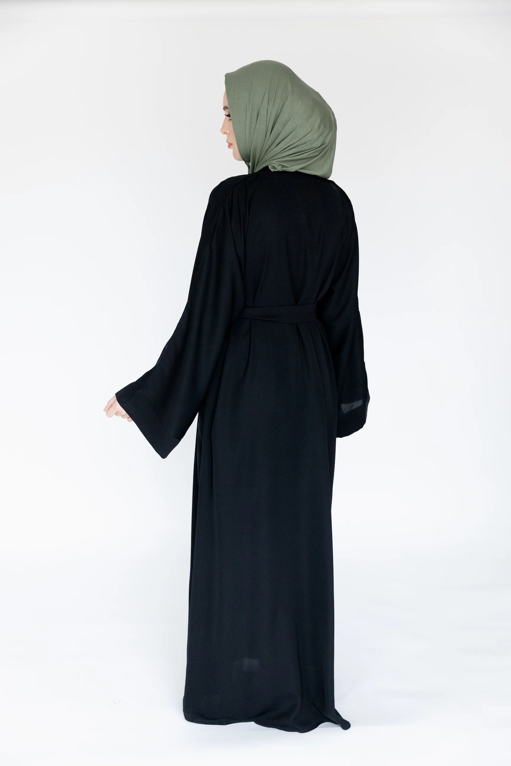 Black Double Layer Open Abaya – Inner Slip Attached - Image 7