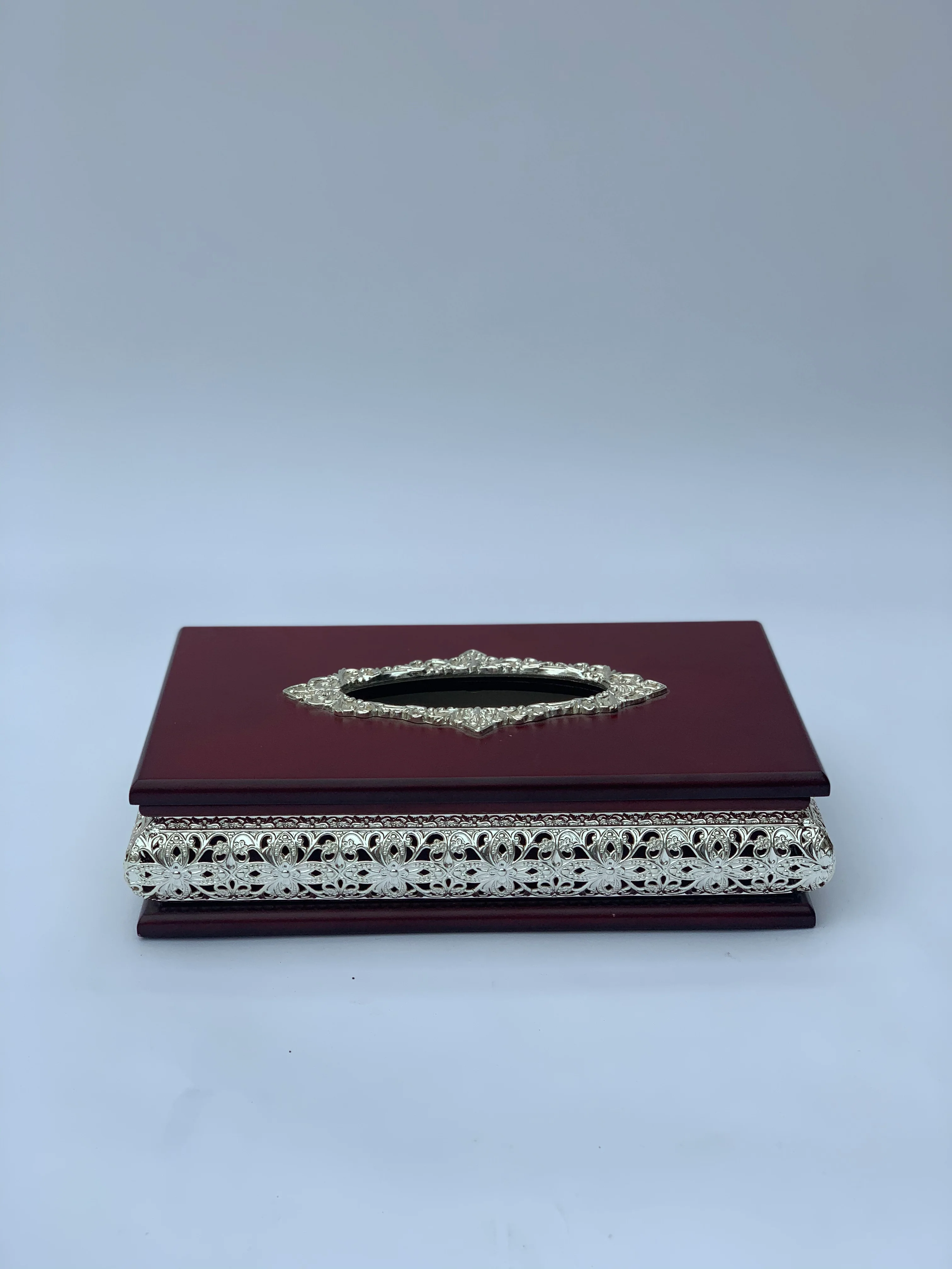 Mahogany and Silver Tissue Box Cover - Image 3