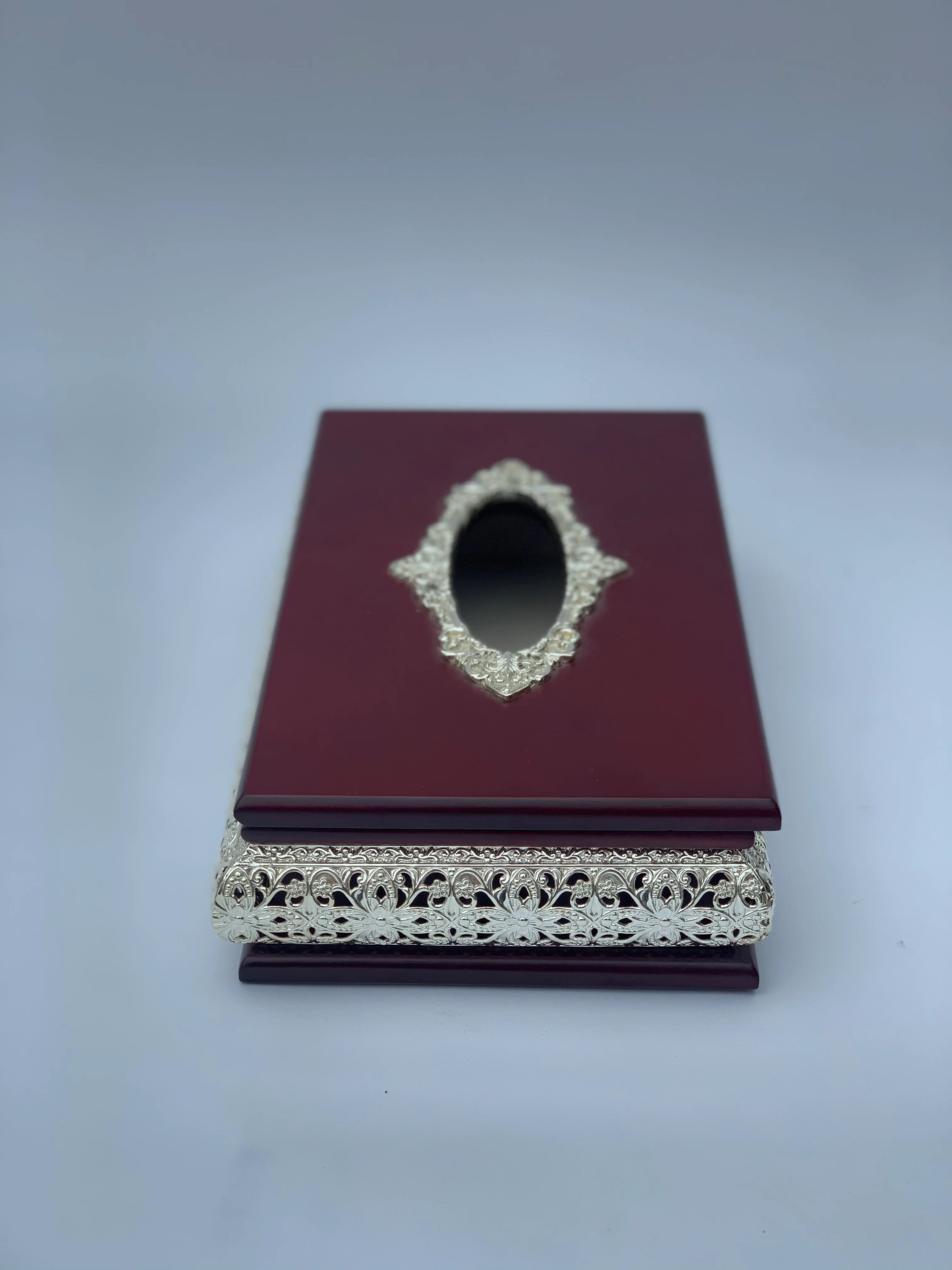 Mahogany and Silver Tissue Box Cover - Image 4