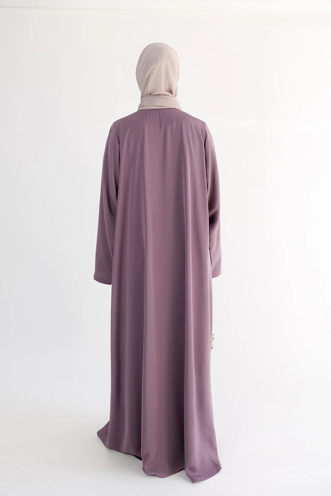 Mauve Open Abaya – Premium Blossom Embroidered Design - Image 5