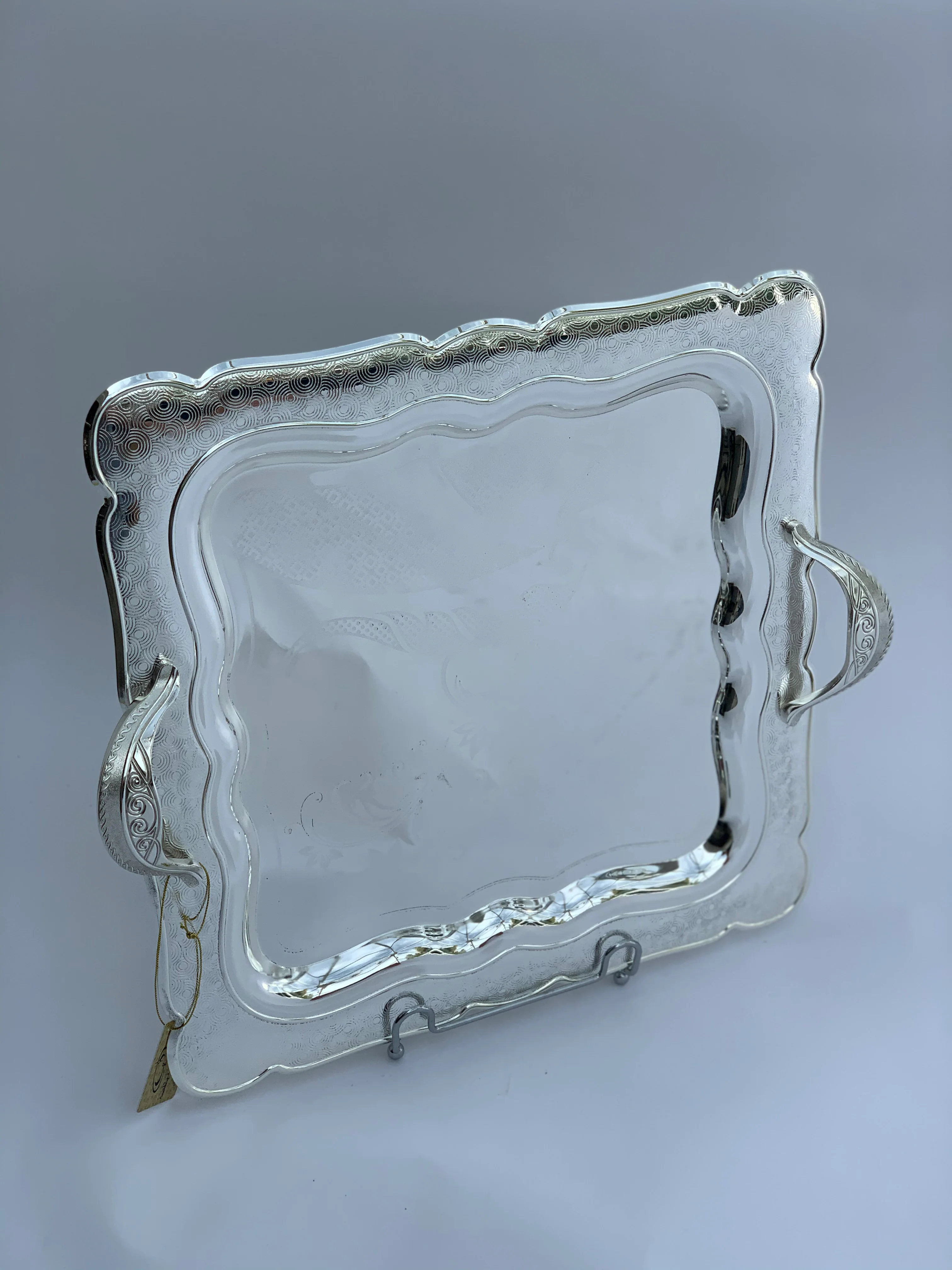 Silver Effect Polished 40 cm x 40 cm Square Tray - Image 3