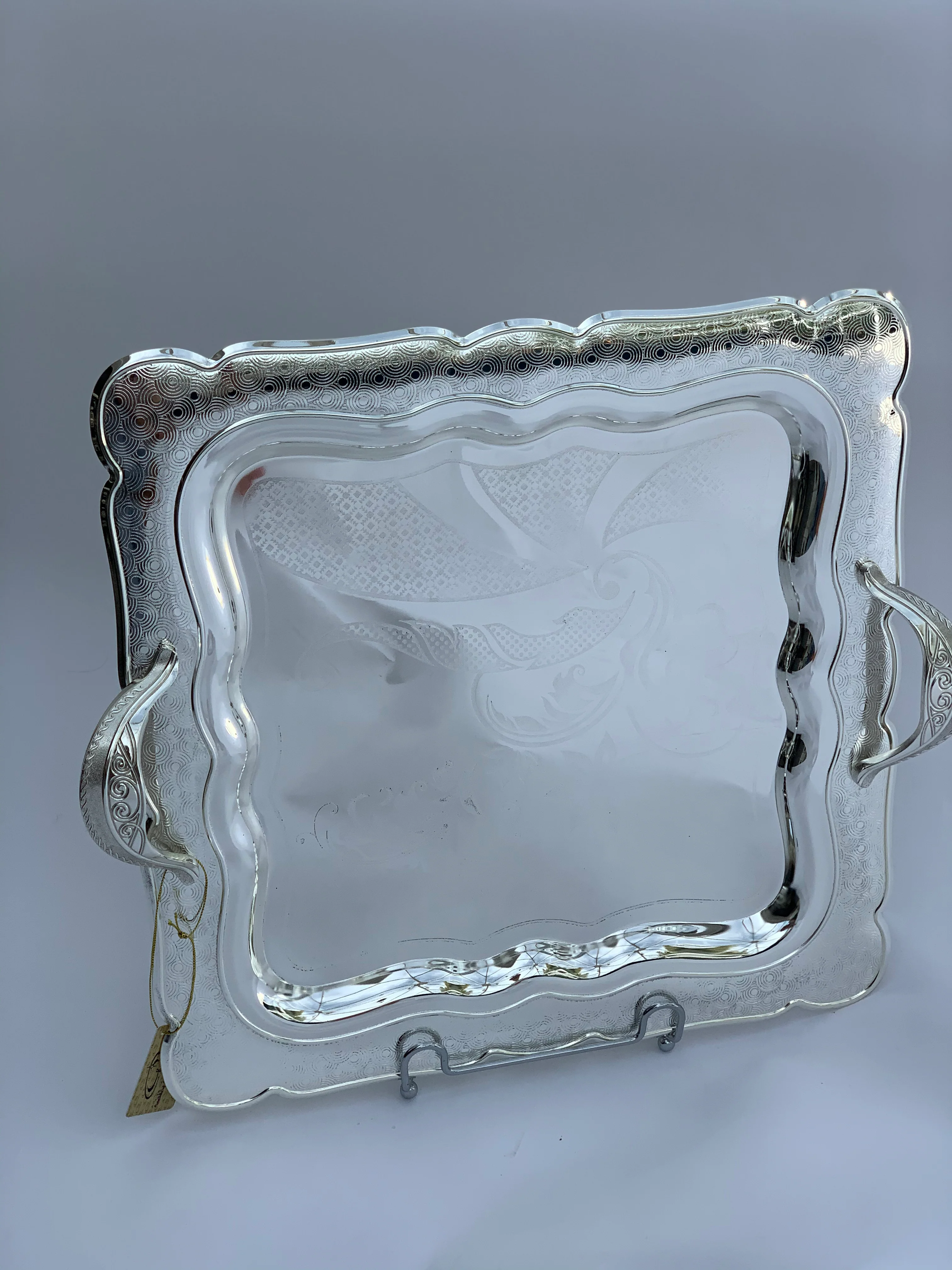 Silver Effect Polished 40 cm x 40 cm Square Tray - Image 4