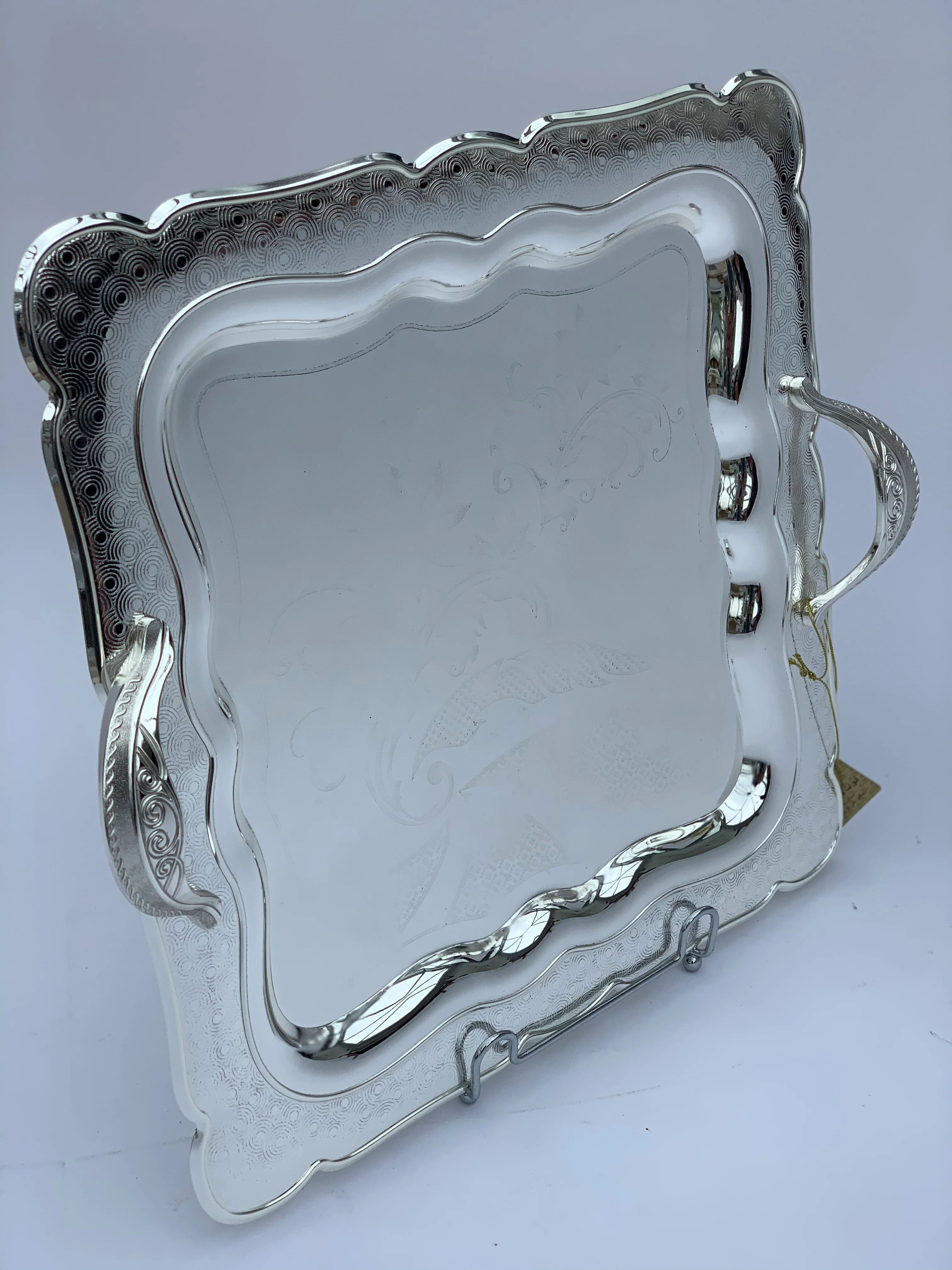 Silver Effect Polished 40 cm x 40 cm Square Tray - Image 5