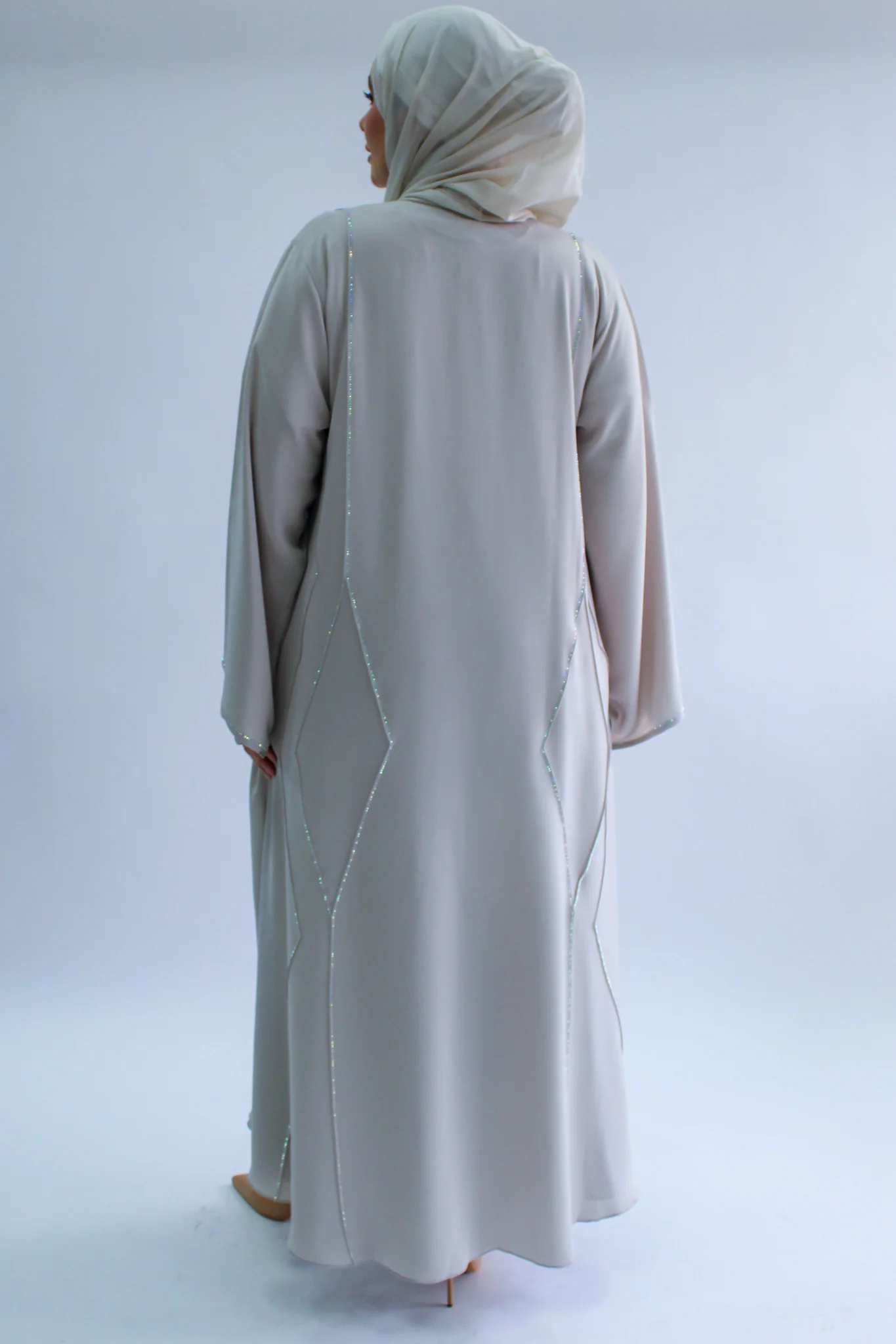 Stone Open Abaya - Luxury Draped Beaded Abaya - Image 4