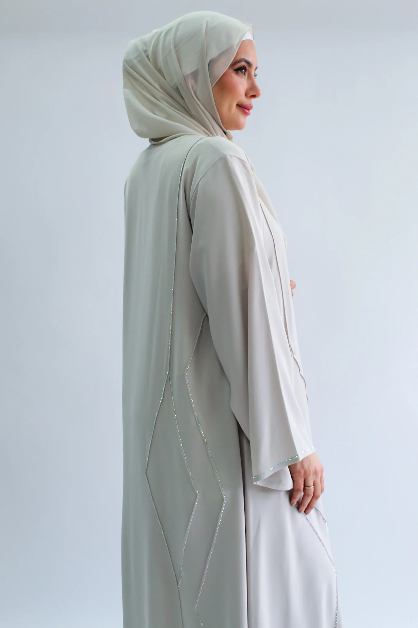 Stone Open Abaya - Luxury Draped Beaded Abaya - Image 5