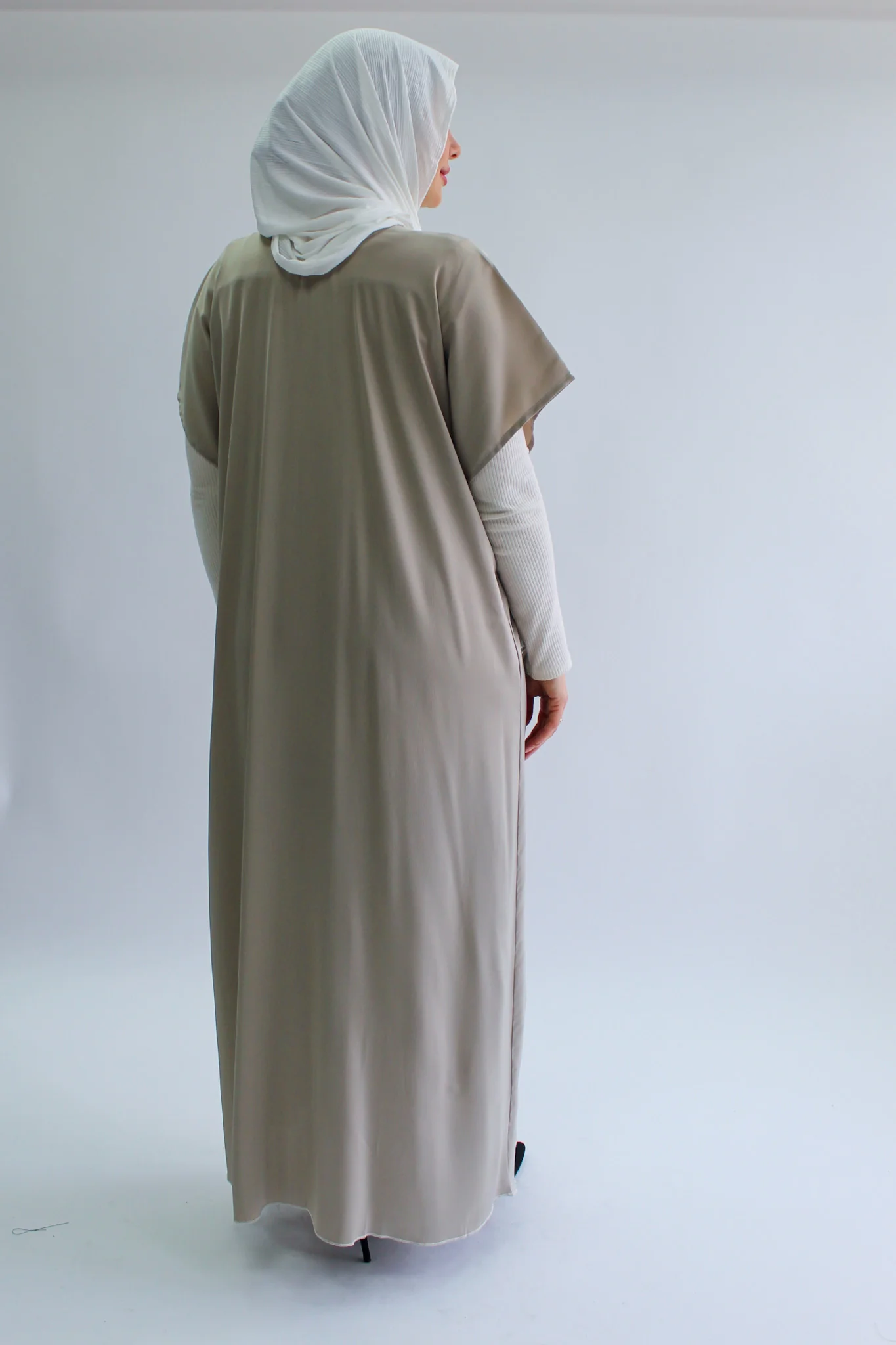 Stone Plain Slip Dress  - Silky Ripple Satin Polyester Sleeveless - Image 4